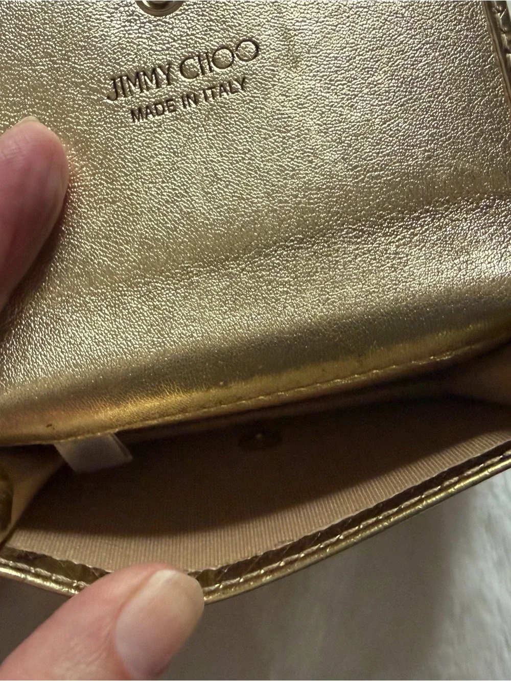Jimmy Choo Metallic Gold Pyramid-Stud Card Holder